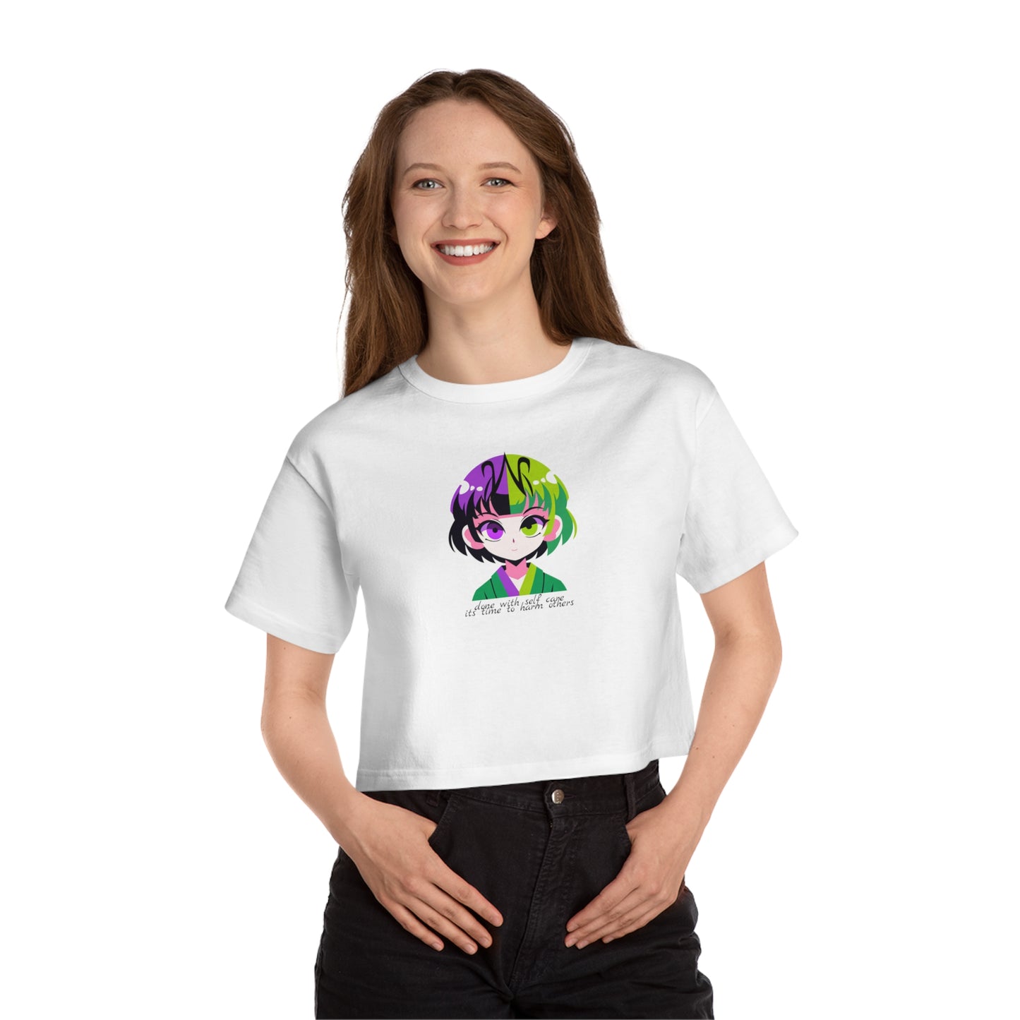 "Done with Self Care, Its time to Harm others" (Champion Women's Heritage Cropped T-Shirt)