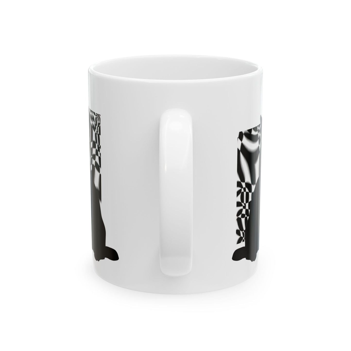 White Mug 黒猫の幻想 Black Cat Illusions Ceramic Mug (11oz, 15oz)