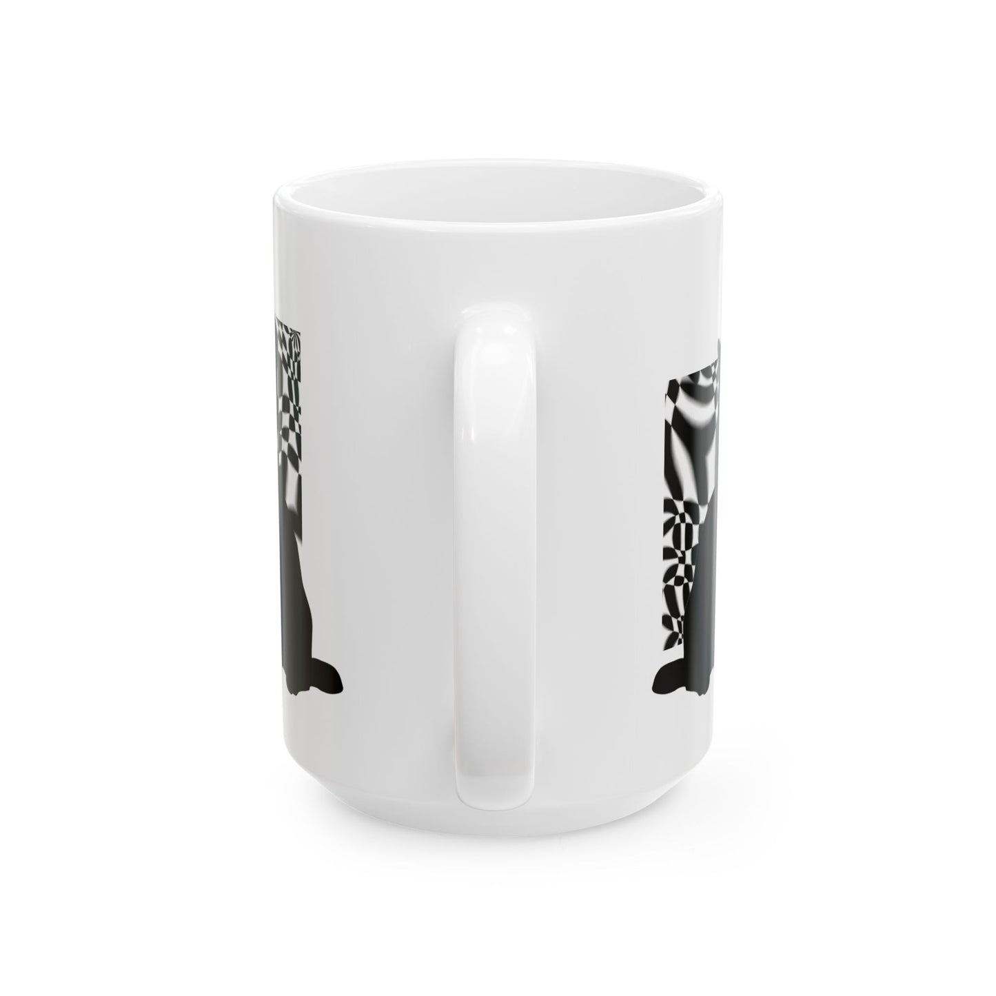 White Mug 黒猫の幻想 Black Cat Illusions Ceramic Mug (11oz, 15oz)