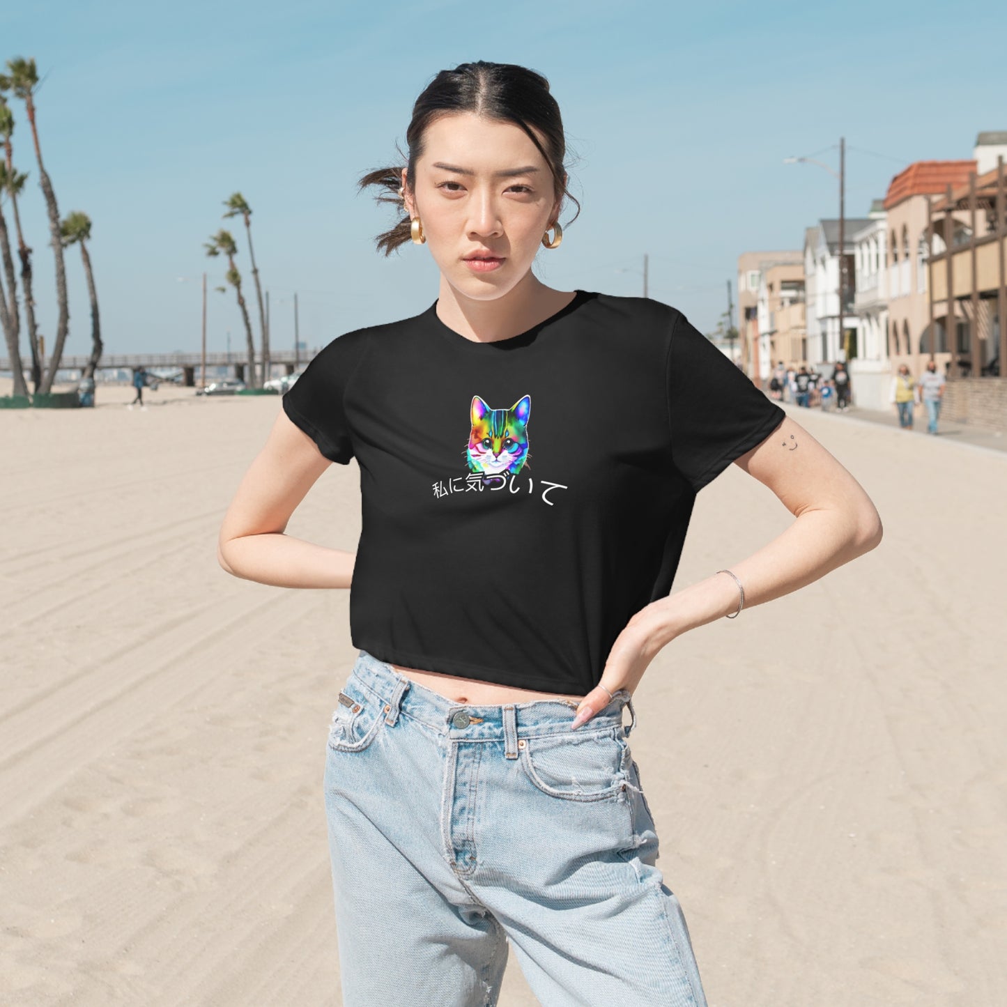 Notice Me (Women's Flowy Cropped Tee)