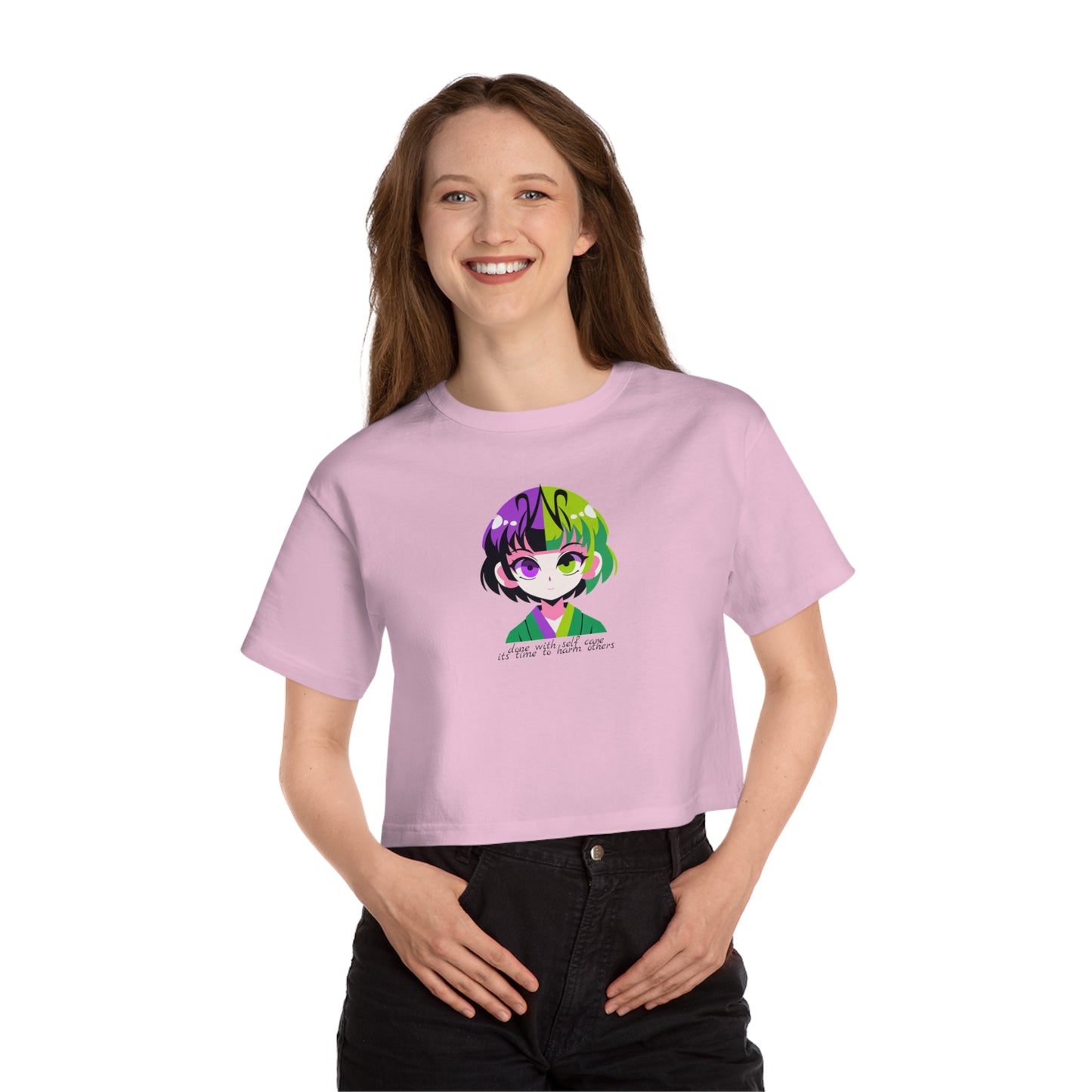 "Done with Self Care, Its time to Harm others" (Champion Women's Heritage Cropped T-Shirt)