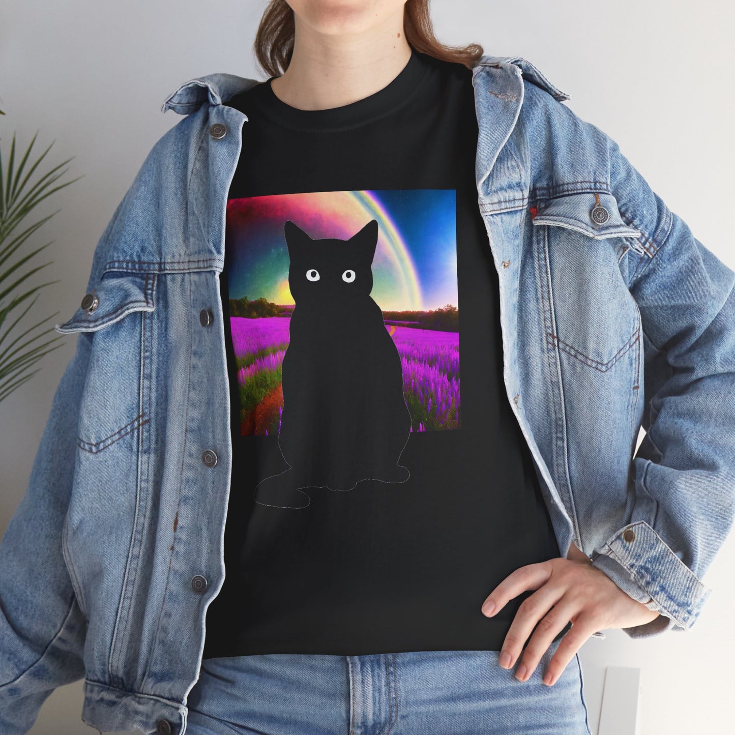 Cute Cat Universes かわいい猫の世界 Unisex Heavy Cotton Tee