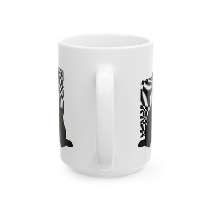White Mug 黒猫の幻想 Black Cat Illusions Ceramic Mug (11oz, 15oz)