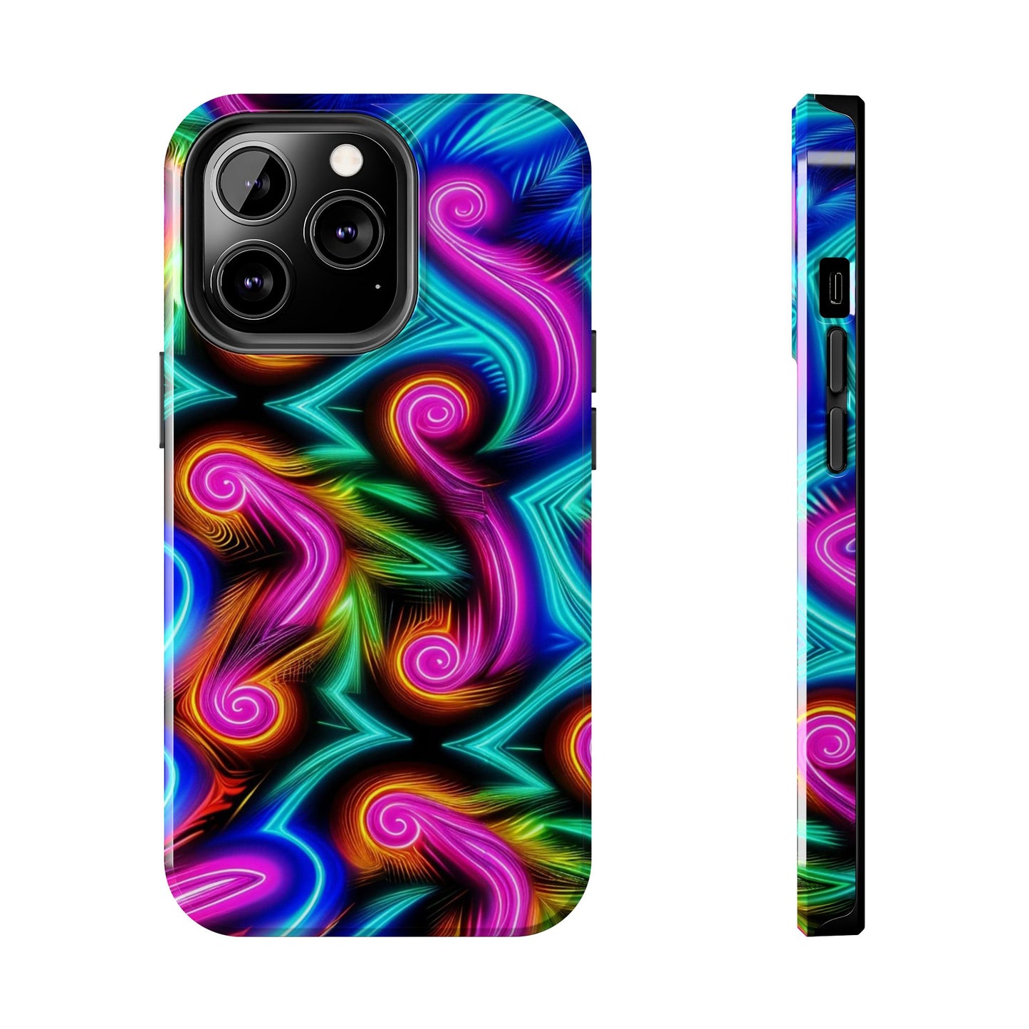 Neon Spirals (Tough iPhone Case)